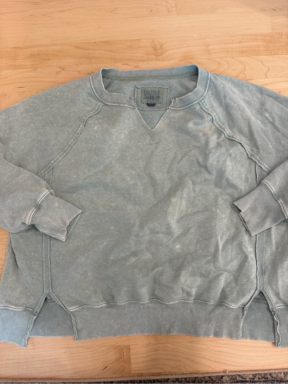American Eagle Outfitters Washed Sage Green Crewneck Sweatshirt